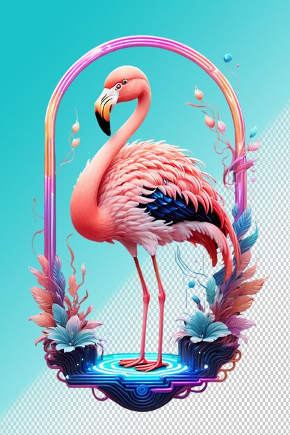 PSD ilustración psd 3d flamingo aislado en un fondo transparente