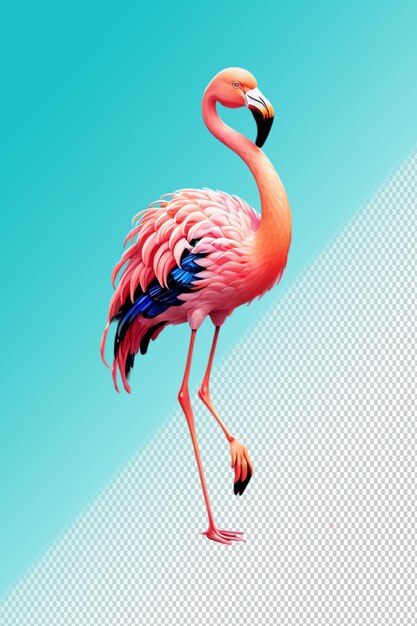 PSD ilustración psd 3d flamingo aislado en un fondo transparente