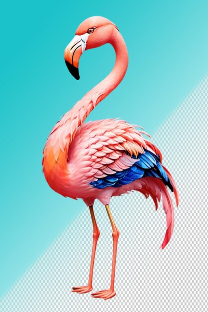 PSD ilustración psd 3d flamingo aislado en un fondo transparente