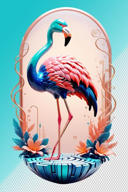 Ilustración psd 3d flamingo aislado en un fondo transparente