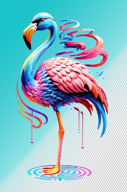 Ilustración psd 3d flamingo aislado en un fondo transparente