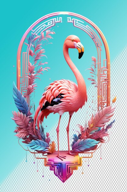 Ilustración psd 3d flamingo aislado en un fondo transparente