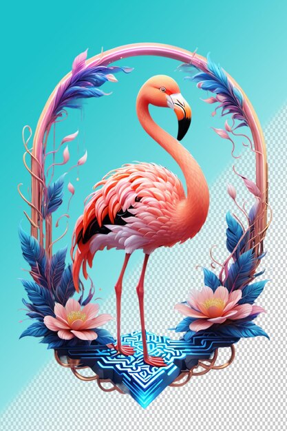 PSD ilustración psd 3d flamingo aislado en un fondo transparente