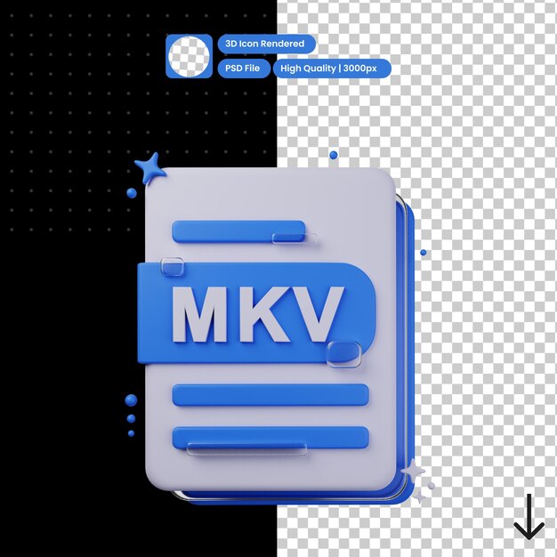 Ilustración PSD 3D del formato MKV