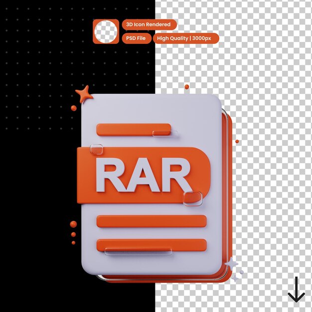 Ilustración PSD 3D de formato RAR