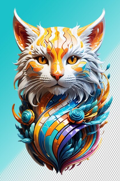 PSD ilustración psd 3d gato aislado sobre un fondo transparente