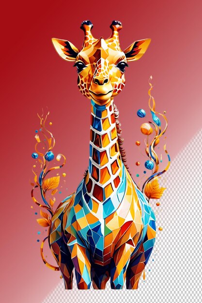 PSD ilustración psd 3d girafa aislada sobre un fondo transparente