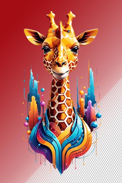 Ilustración psd 3d girafa aislada sobre un fondo transparente