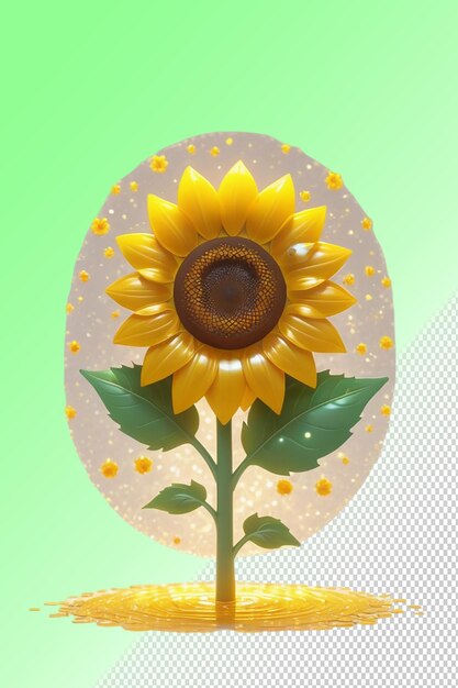 PSD ilustración psd 3d de girasol aislado sobre un fondo transparente