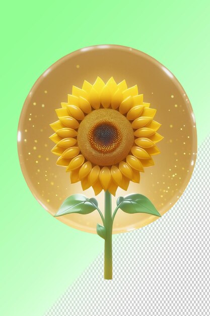 PSD ilustración psd 3d de girasol aislado sobre un fondo transparente