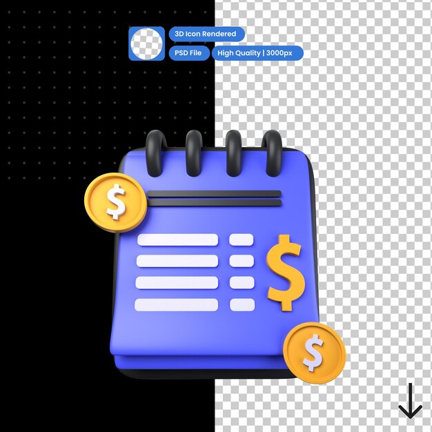 PSD ilustración psd 3d del informe de pago