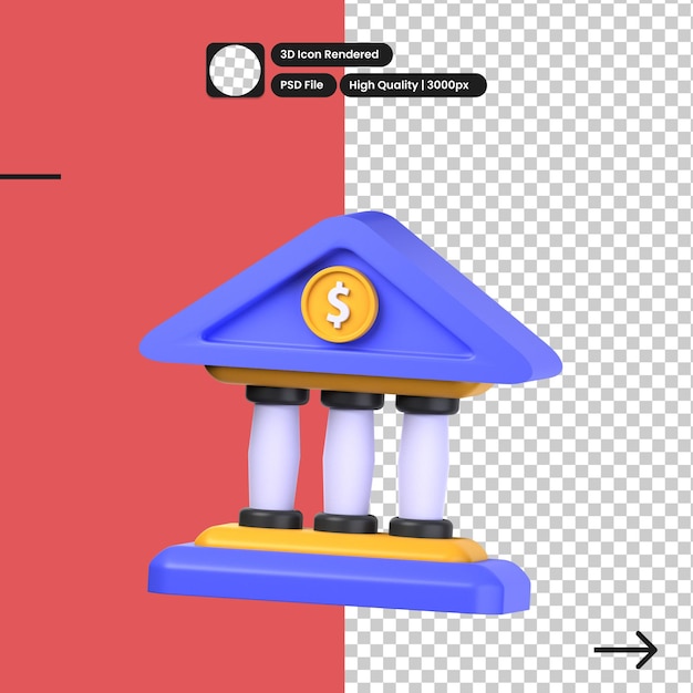 Ilustración PSD 3D de un instituto financiero