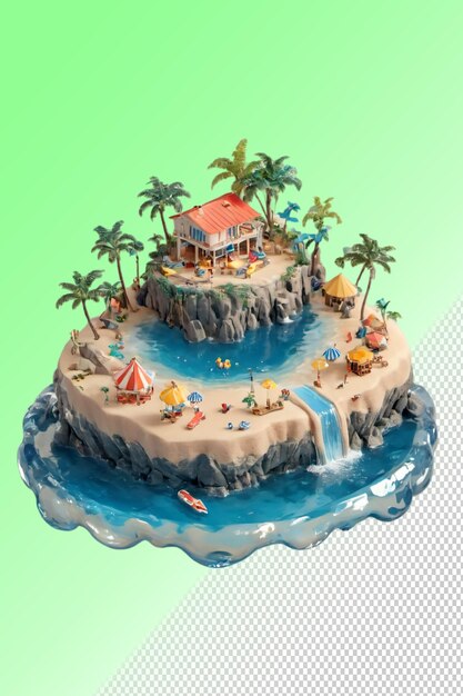 PSD ilustración psd 3d isla aislada en un fondo transparente