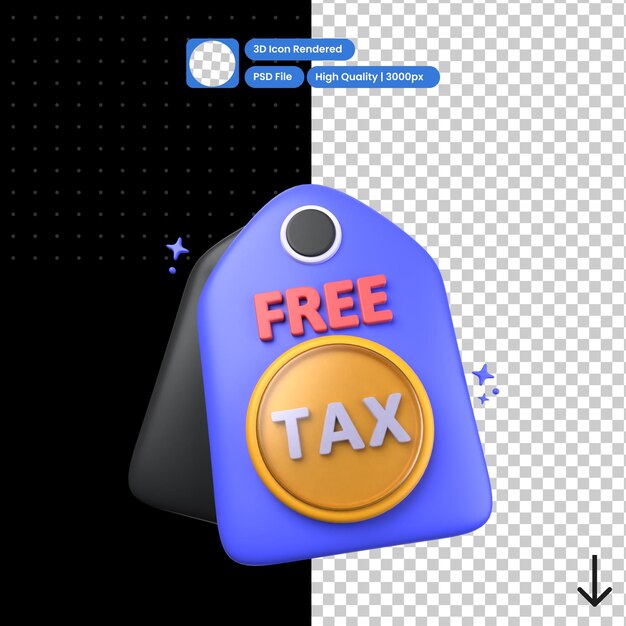 Ilustración PSD 3D de libre de impuestos