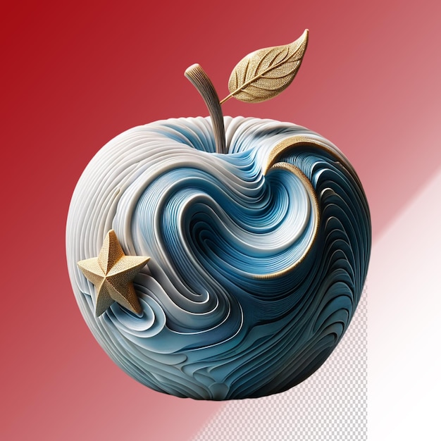 Ilustración psd 3d de una manzana aislada sobre un fondo transparente