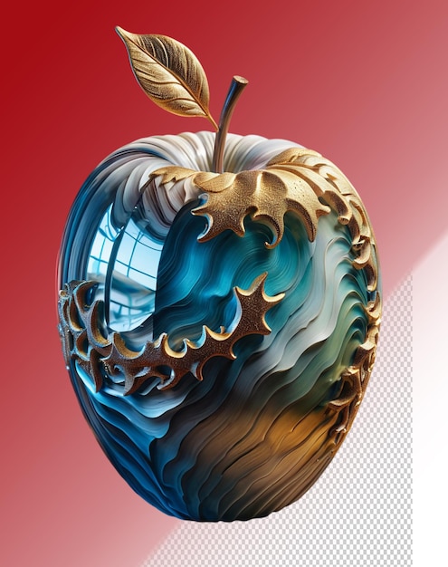 PSD ilustración psd 3d de una manzana aislada sobre un fondo transparente