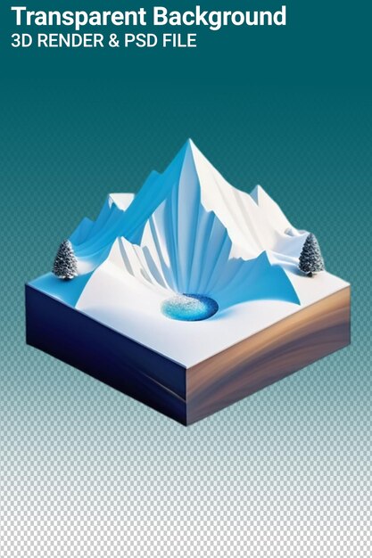 PSD ilustración psd 3d montaña aislada sobre un fondo transparente