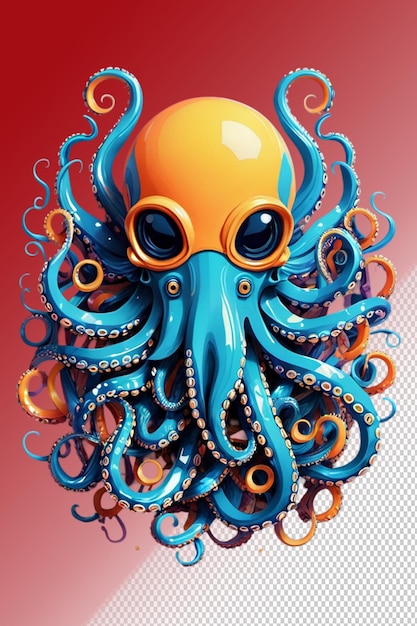 PSD ilustración psd 3d octopus aislado en un fondo transparente