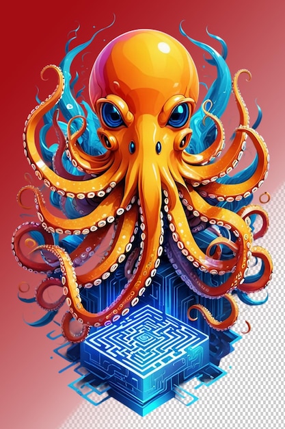 Ilustración psd 3d octopus aislado en un fondo transparente