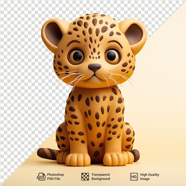 PSD ilustración psd 3d personaje animal de dibujos animados de un leopardo animado y aislado en transparen