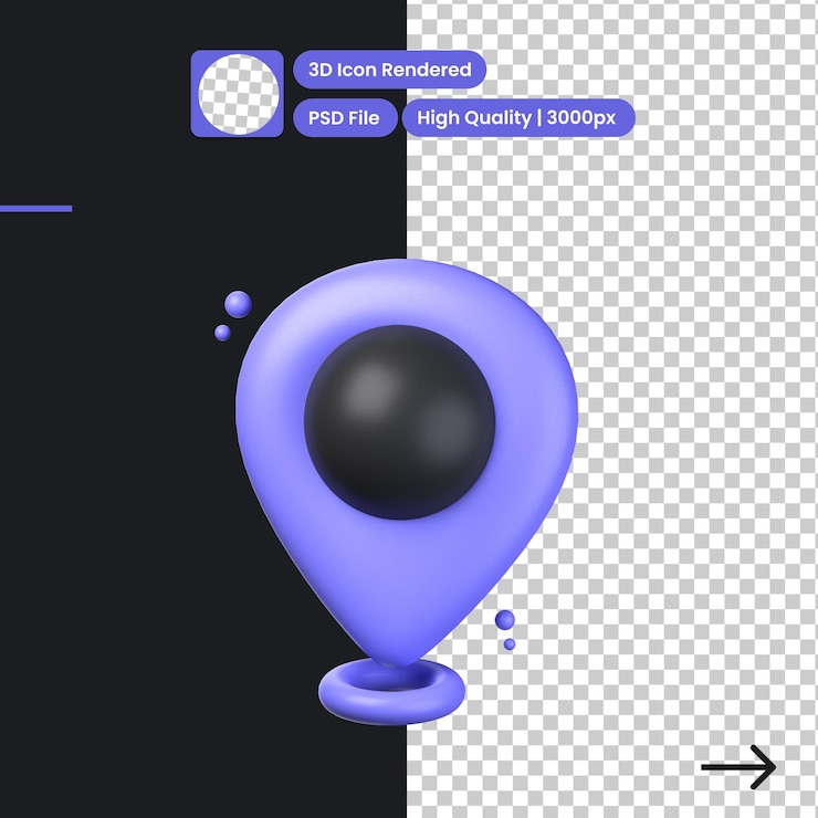 PSD ilustración psd 3d del pin de ubicación
