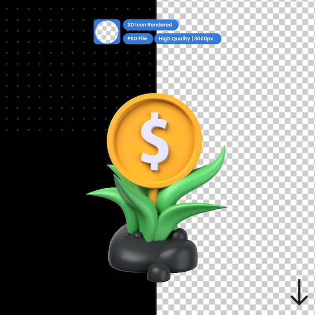 Ilustración PSD 3D de la planta del dólar