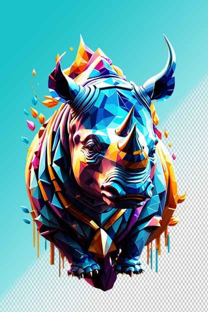 PSD ilustración psd 3d del rinoceronte aislado sobre un fondo transparente