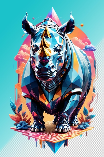 PSD ilustración psd 3d del rinoceronte aislado sobre un fondo transparente