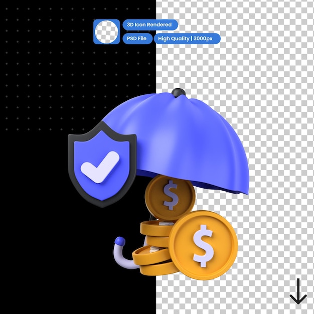Ilustración PSD 3D de seguros financieros