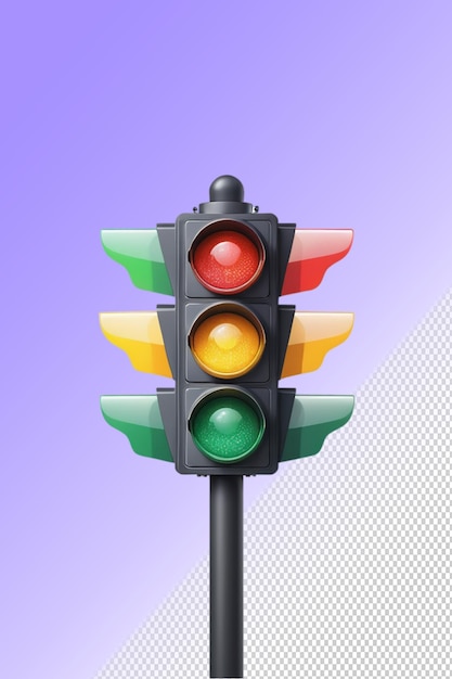 Ilustración psd 3d de semáforo aislado sobre un fondo transparente