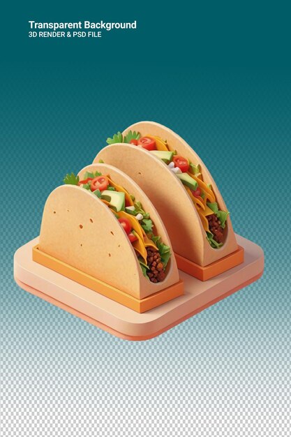 PSD ilustración psd 3d de tacos aislados en un fondo transparente