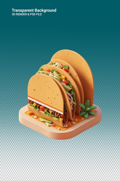 PSD ilustración psd 3d de tacos aislados en un fondo transparente