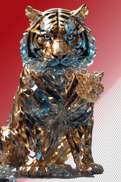 Ilustración psd 3d tigre aislado en un fondo transparente