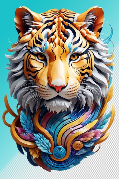 Ilustración psd 3d el tigre aislado sobre un fondo transparente