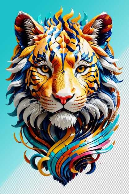 Ilustración psd 3d el tigre aislado sobre un fondo transparente
