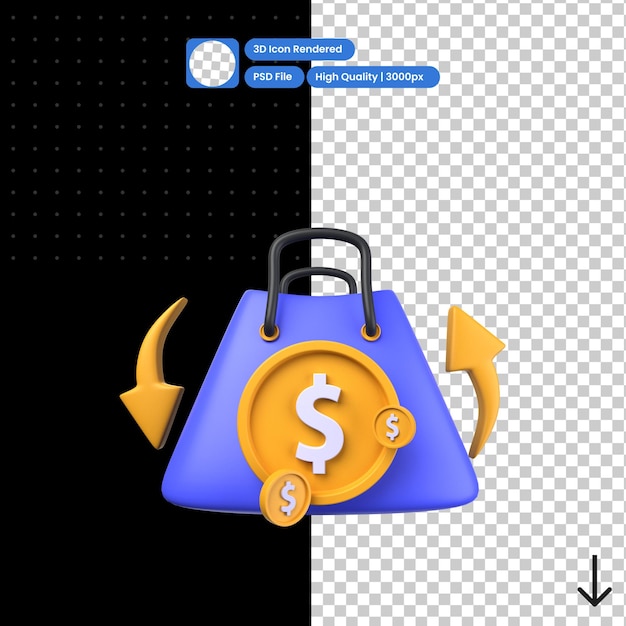 Ilustración PSD 3D de la transacción de compra
