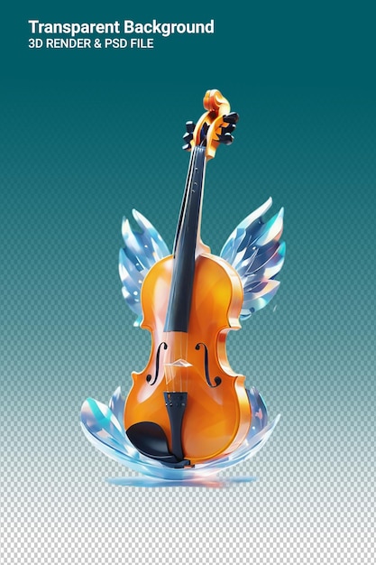 PSD ilustración psd 3d del violín aislado sobre un fondo transparente