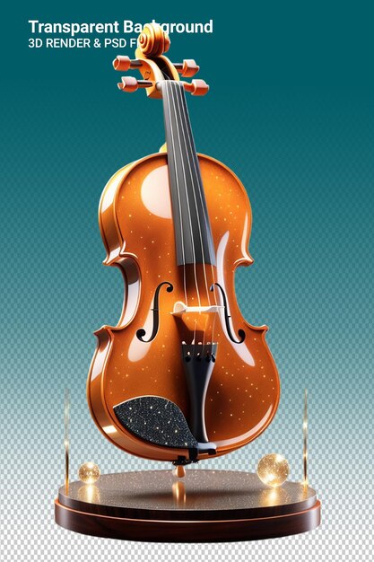 Ilustración psd 3d del violín aislado sobre un fondo transparente