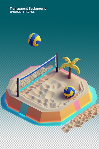 PSD ilustración psd 3d de voleibol aislado en un fondo transparente