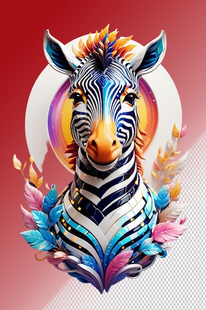 Ilustración psd 3d zebra aislada en un fondo transparente