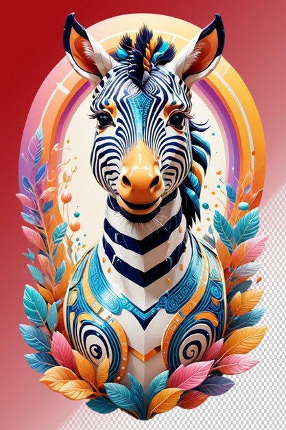 PSD ilustración psd 3d zebra aislada en un fondo transparente