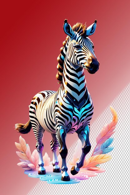 Ilustración psd 3d zebra aislada en un fondo transparente