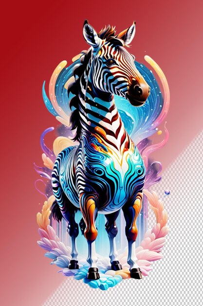 PSD ilustración psd 3d zebra aislada en un fondo transparente