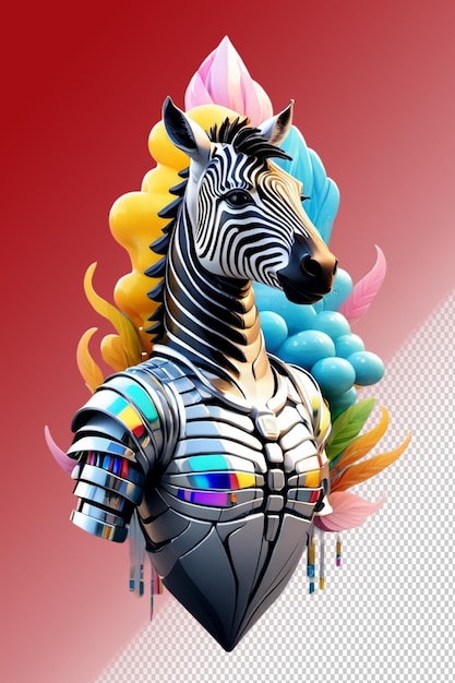 PSD ilustración psd 3d zebra aislada en un fondo transparente