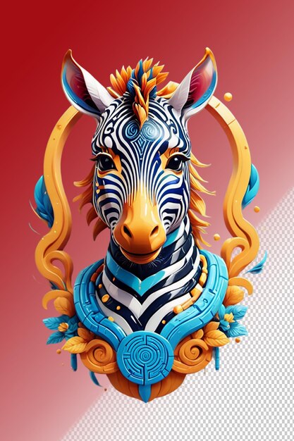 PSD ilustración psd 3d zebra aislada en un fondo transparente