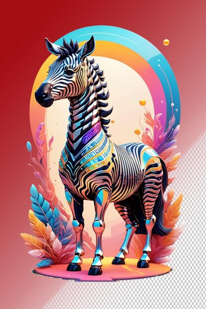 Ilustración psd 3d zebra aislada en un fondo transparente