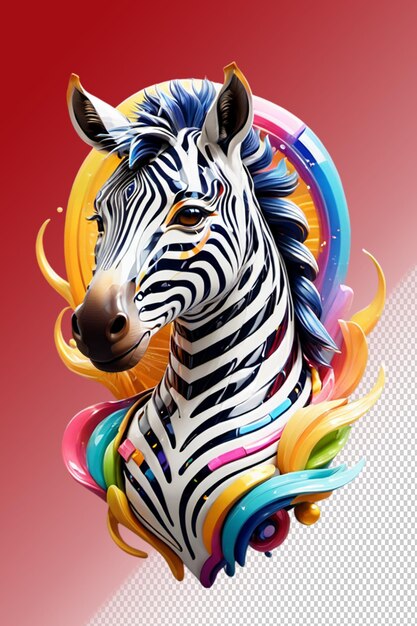 Ilustración psd 3d zebra aislada en un fondo transparente