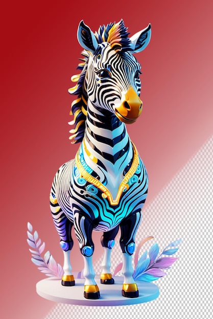 Ilustración psd 3d zebra aislada en un fondo transparente