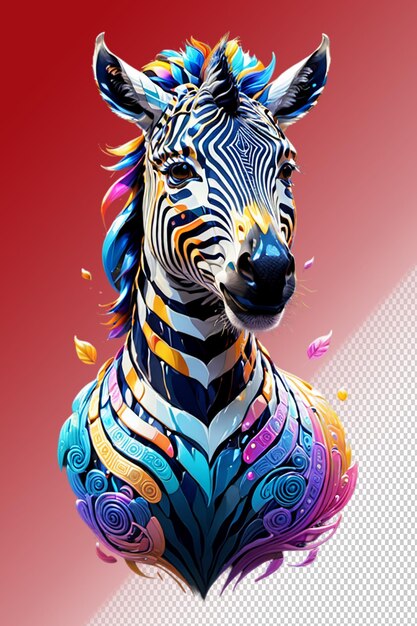 PSD ilustración psd 3d zebra aislada en un fondo transparente