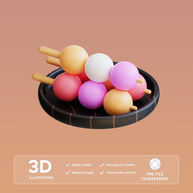 Ilustración de PSD dango en 3D